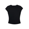 TAN*AIR's black and white slimming and elastic T-shirt, a stylish and hot girl sporty top for women to wear as a base layer Item Picture